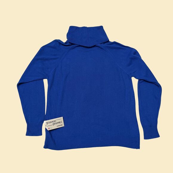 60s blue acrylic turtleneck by Designers Originals Luxelon, new old stock L / 40 - Picture 8 of 9